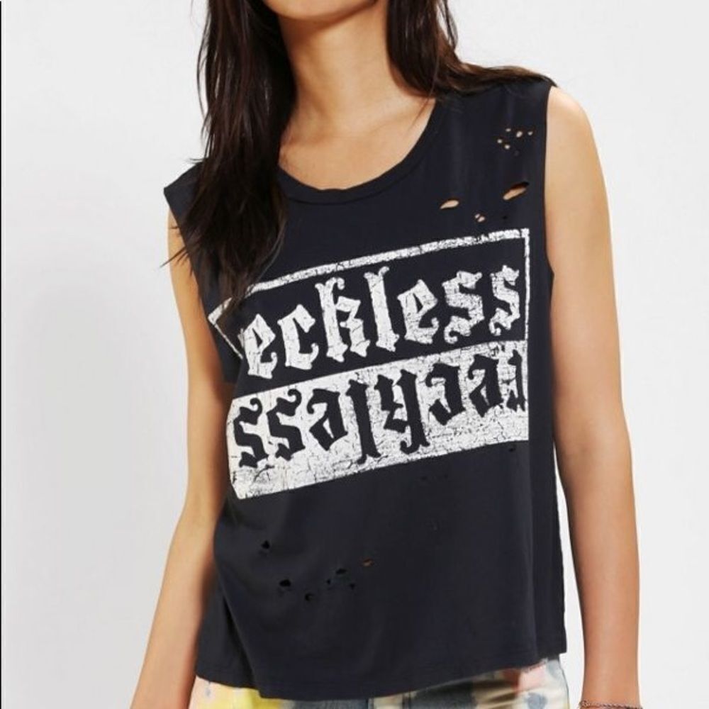 Distressed “Reckless” graphic tee